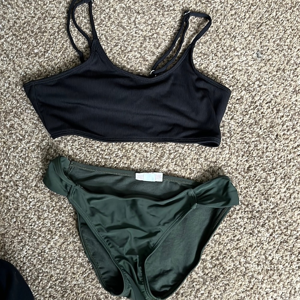 SHEIN and SO, both small, too black, bottoms army green.